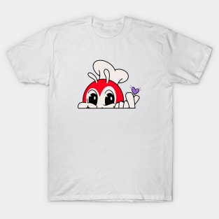 JOLLIBEE PEEKING FINGER HEART FILIPINO STICKER RIGHT T-Shirt